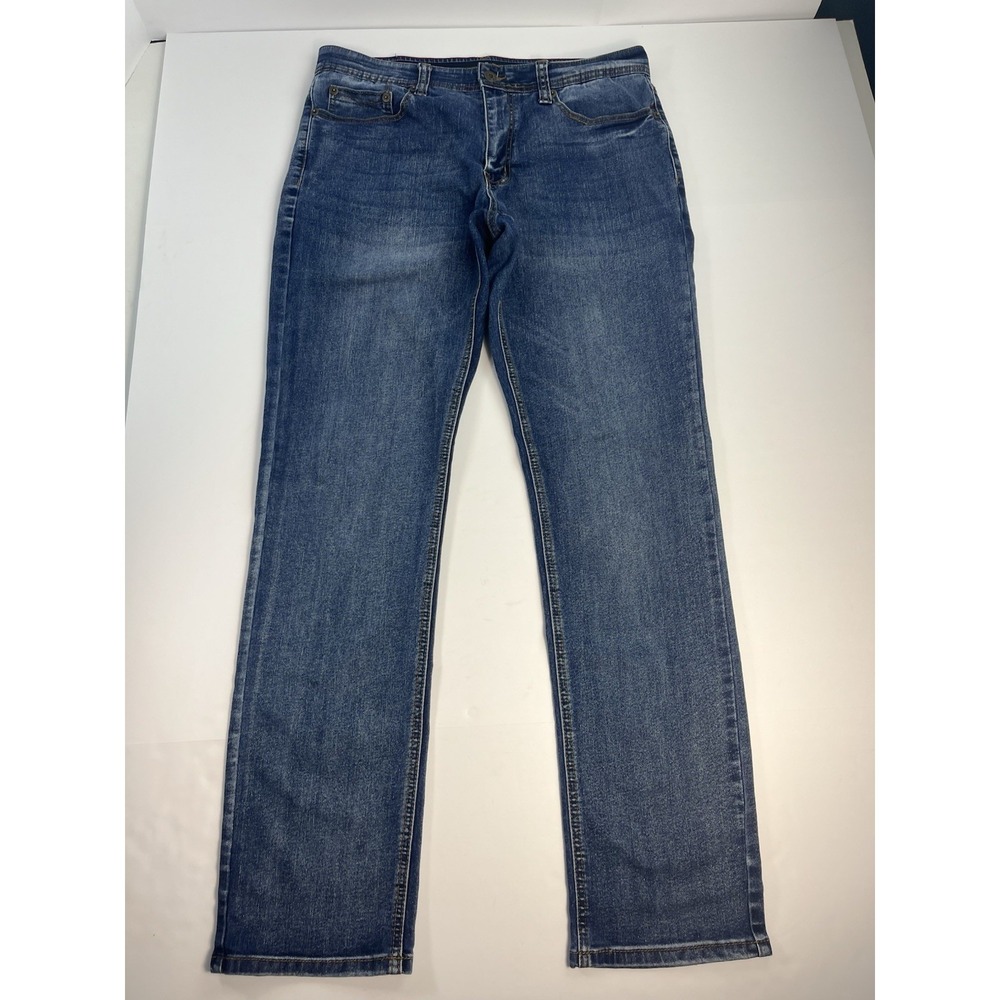 Nat Nast Luxury Originals Denim Straight Leg Stretch Blue Jeans Mens 34x33